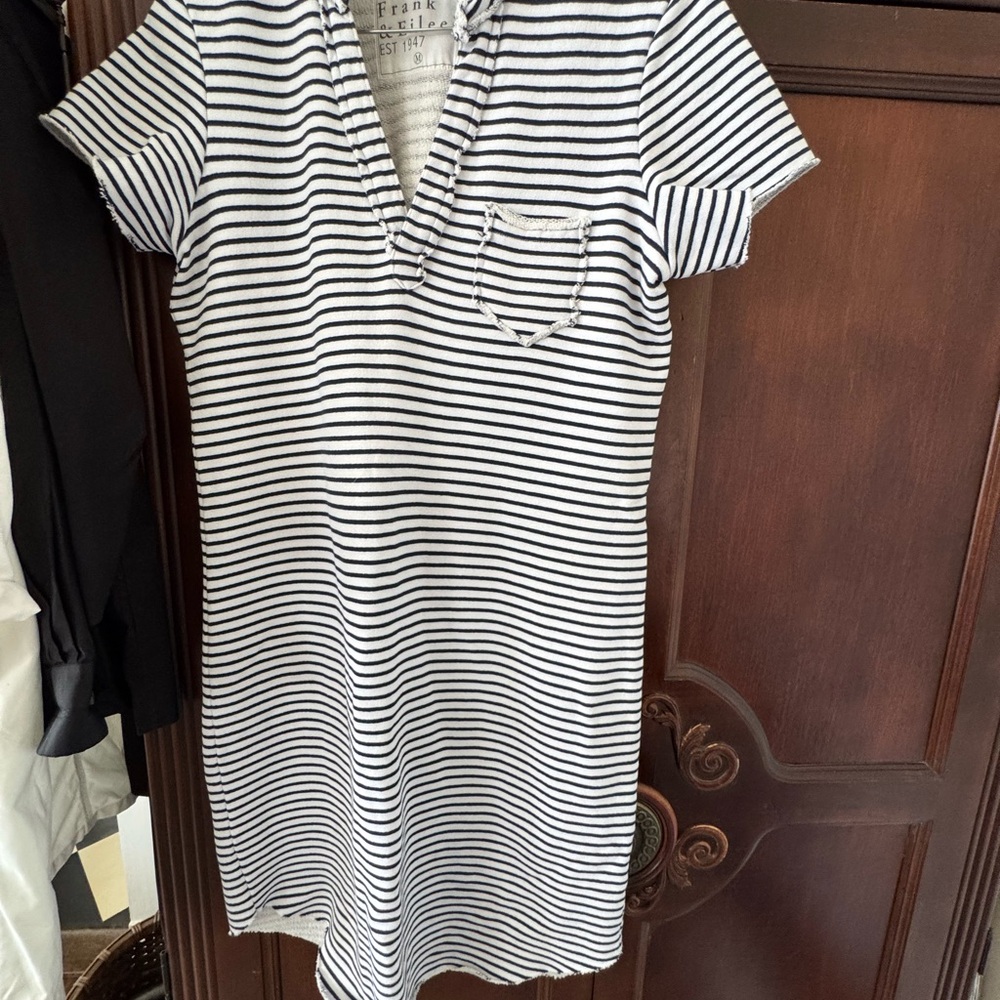 LAUREN Navy French Stripe, Triple Fleece - size Medium